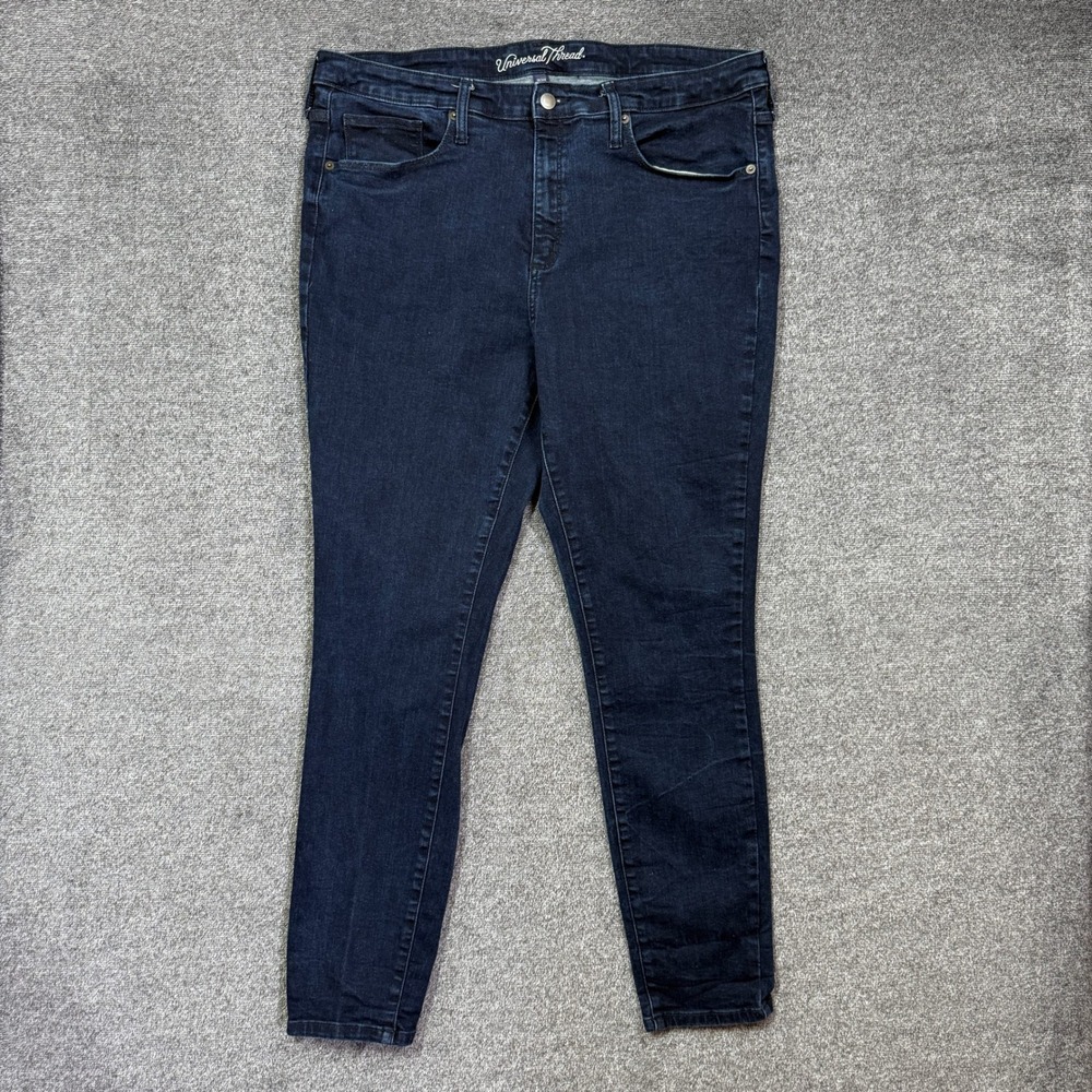 Universal Thread Jeans Womens 18/34R High‎ Rise Skinny Dark Indigo Blue Stretch